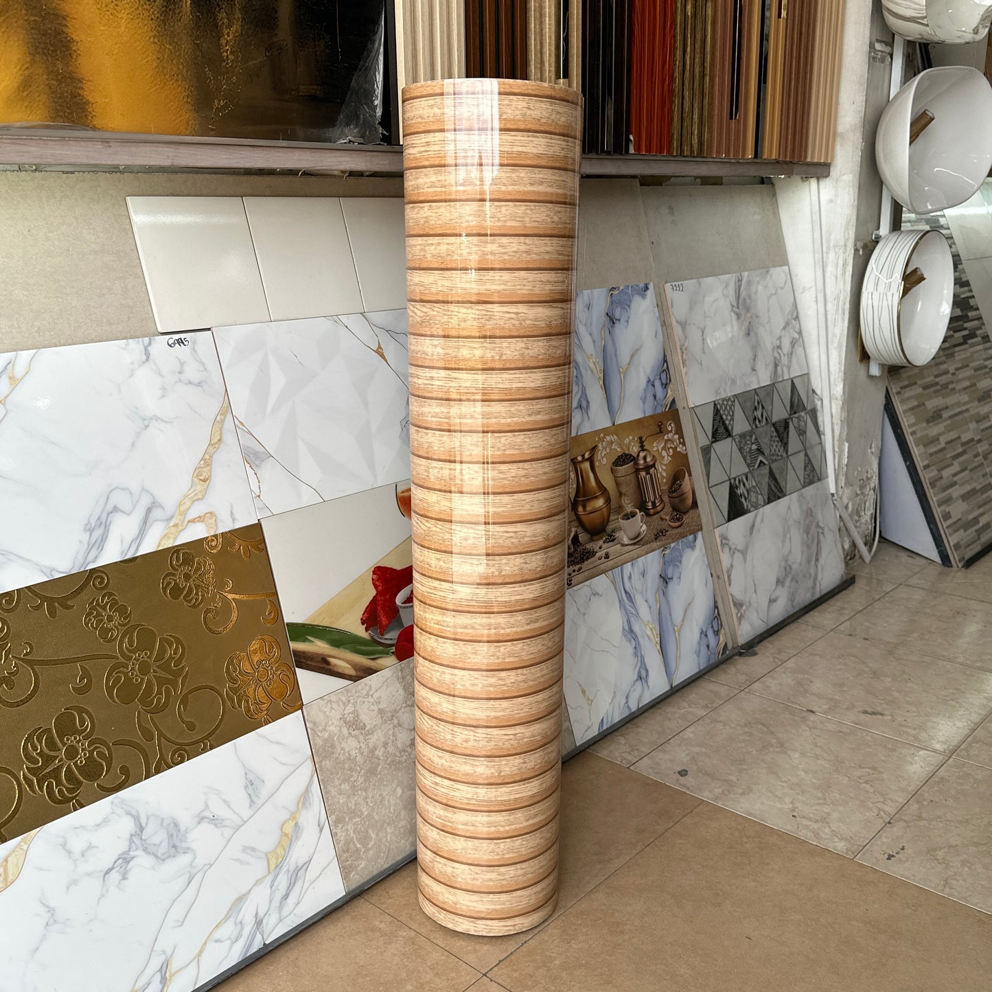 Rollos de Mármol Adhesivos Madera Beige QDF114 - 1.20 x 2.40 Metros