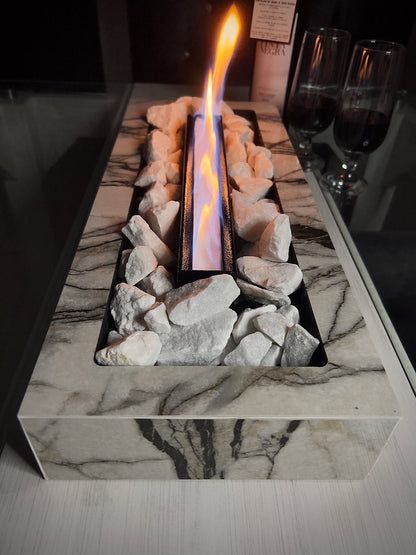 Chimenea portátil de lujo 70x20 blanca Marfil