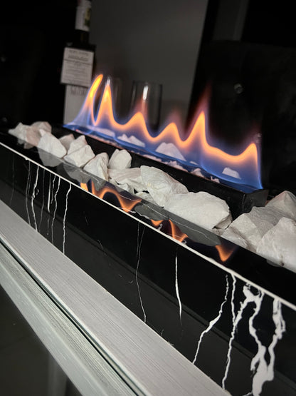 Chimenea portátil de lujo 70x20 Negro Mármol