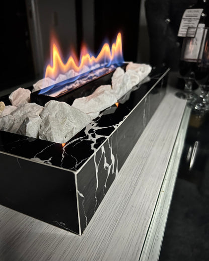 Chimenea portátil de lujo 70x20 Negro Mármol