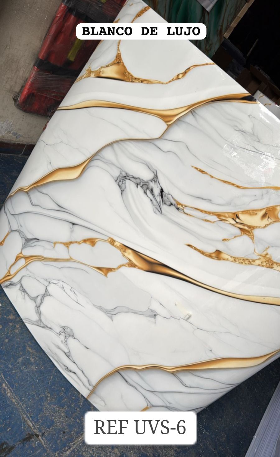 Rollo de mármol adhesivo Blanco de Lujo UVS-6