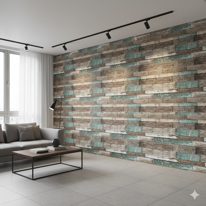 Panel adhesivo 3D Madera Turqueza