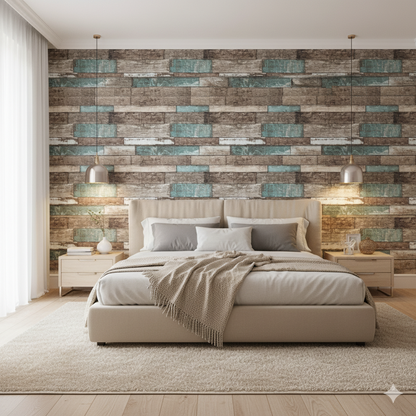 Panel adhesivo 3D Madera Turqueza