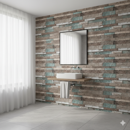 Panel adhesivo 3D Madera Turqueza