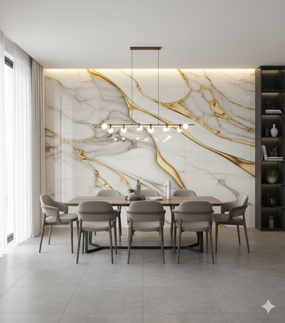 Panel Adhesivo Mármol Marfil Dorado x10 unidades