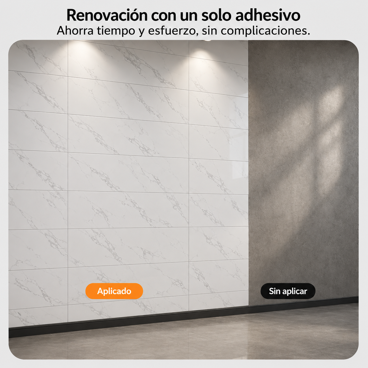 Panel Adhesivo Mármol Nube de Plata 30cmx60cm  x10 unidades