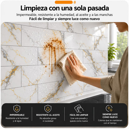 Panel Adhesivo Mármol Amanecer dorado 30cmx60cm x10 unidades