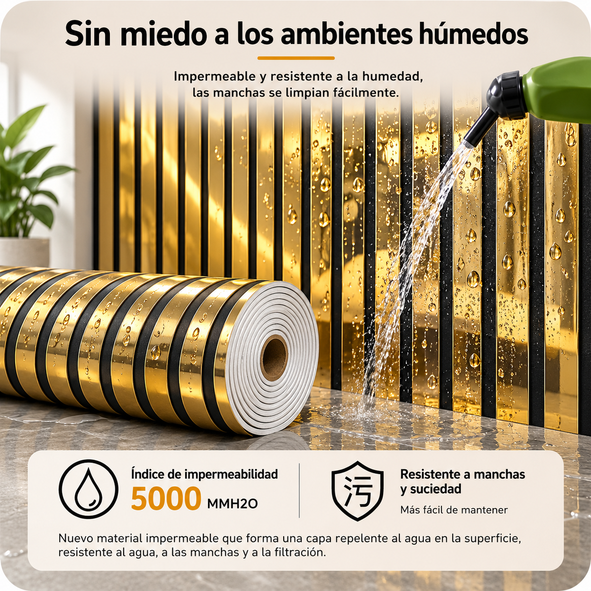 Lamina WPC Flexible Esmeralda Dorada SGO1 60x2.40m