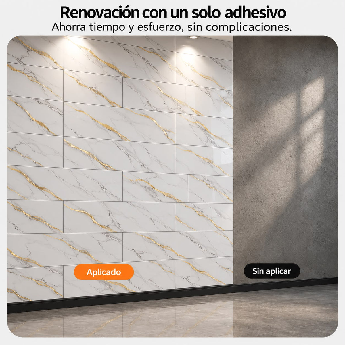 Panel Adhesivo Mármol Marfil Dorado 30cmx60cm x10 unidades