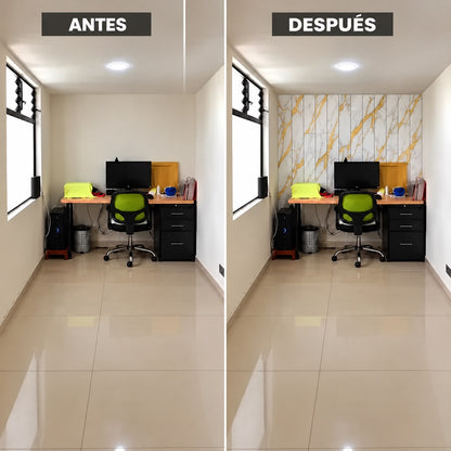 Panel Adhesivo Mármol  Blanco con Vetas Oro 30cmx60cm x10 unidades