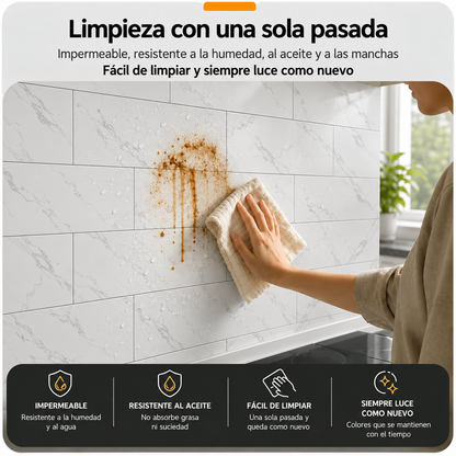 Panel Adhesivo Mármol Nube de Plata 30cmx60cm  x10 unidades