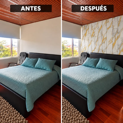 Panel Adhesivo Mármol  Blanco con Vetas Oro 30cmx60cm x10 unidades