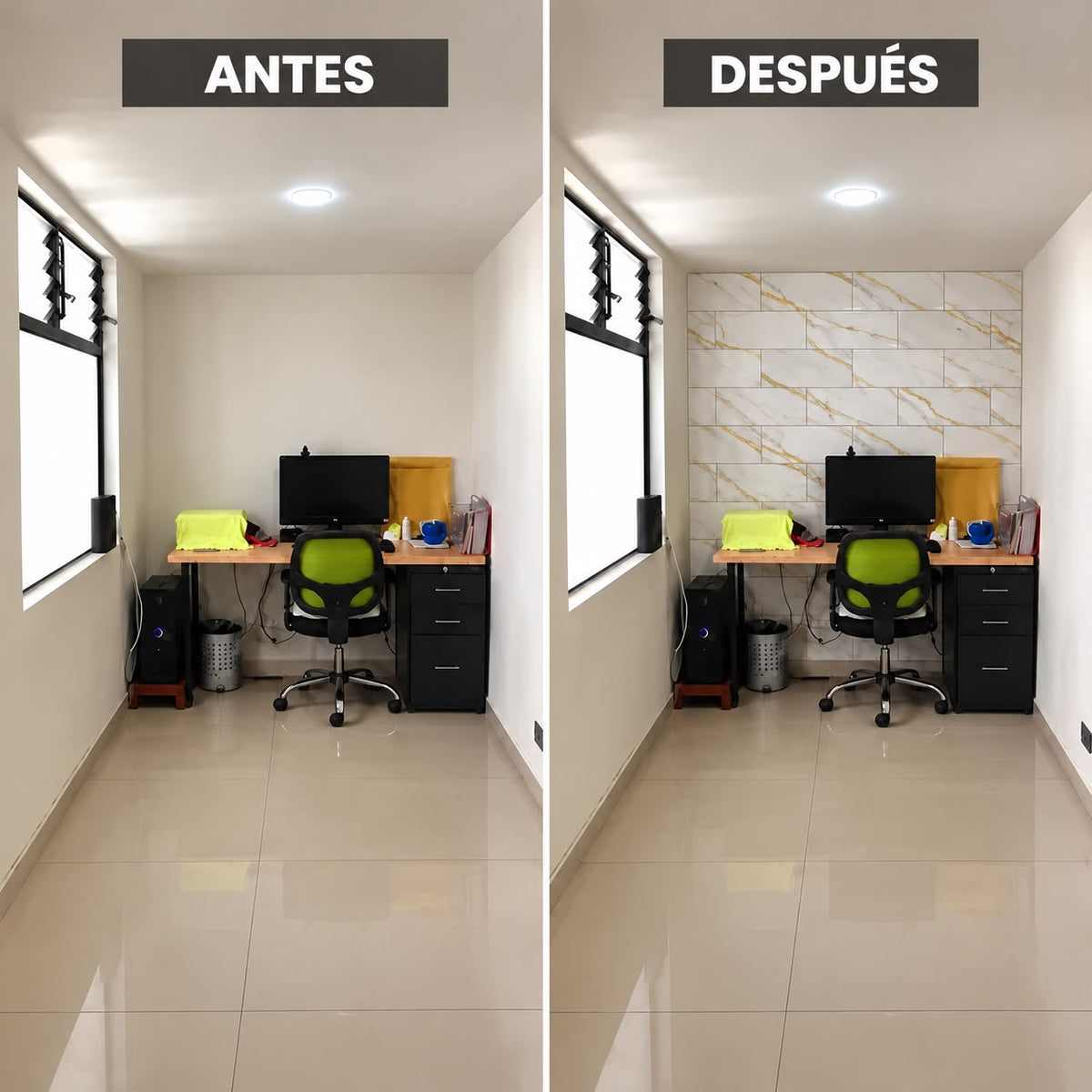 Panel Adhesivo Mármol Marfil Dorado 30cmx60cm x10 unidades
