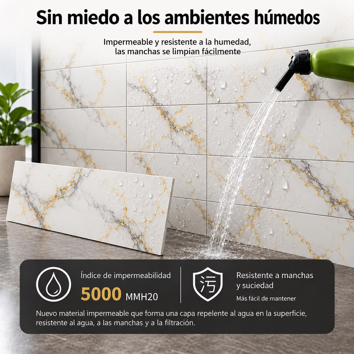 Panel Adhesivo Mármol Amanecer dorado 30cmx60cm x10 unidades