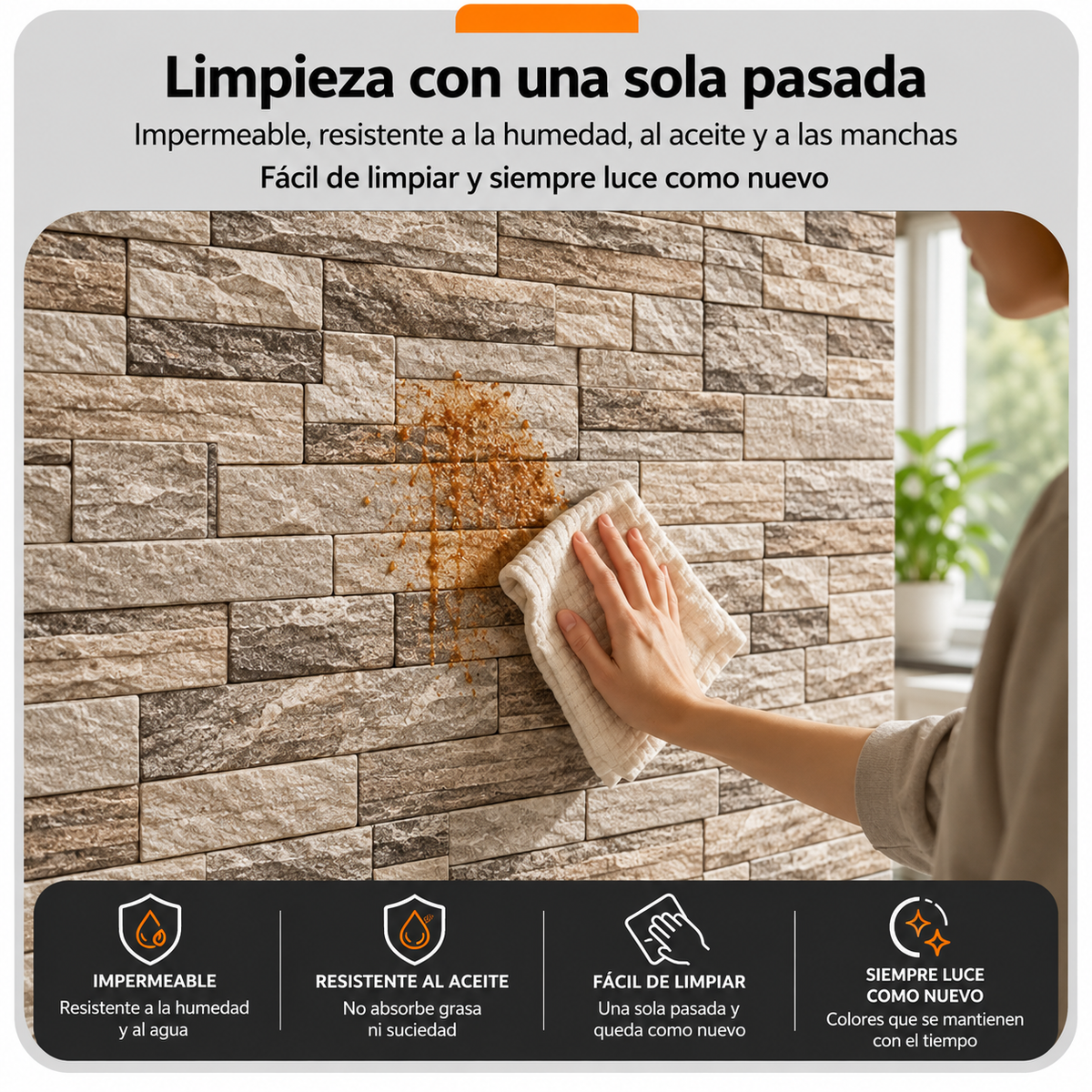 Panel Adhesivo lajas marrón claro 70x70