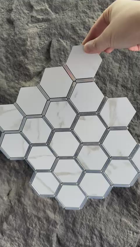 Mosaico Adhesivo Panal plata