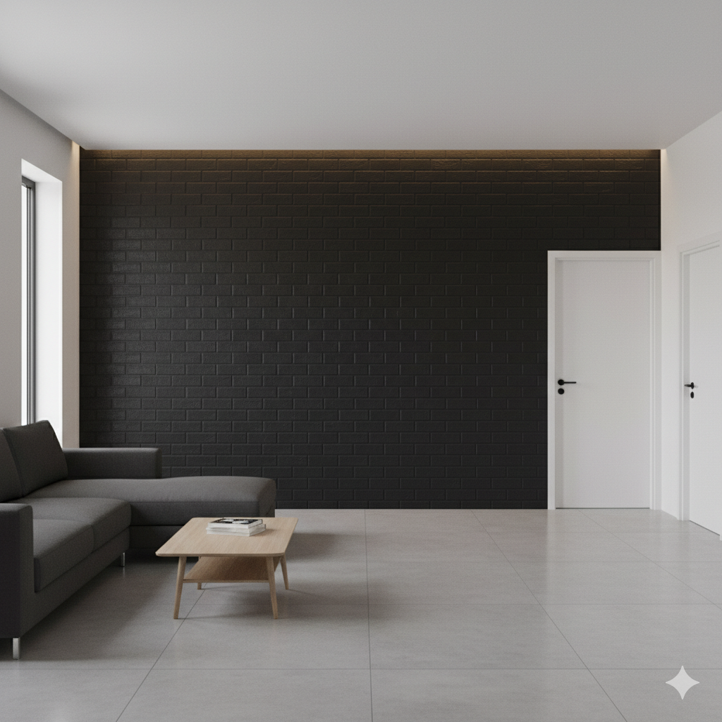 Panel Adhesivo 3D Ladrillo Negro