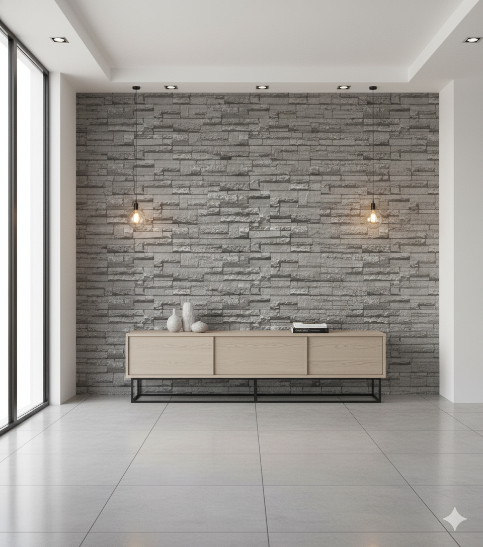 Panel Adhesivo 3D Lajas gris