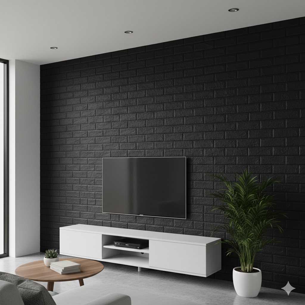 Panel Adhesivo 3D Ladrillo Negro