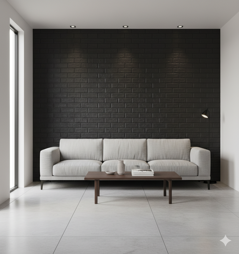 Panel Adhesivo 3D Ladrillo Negro