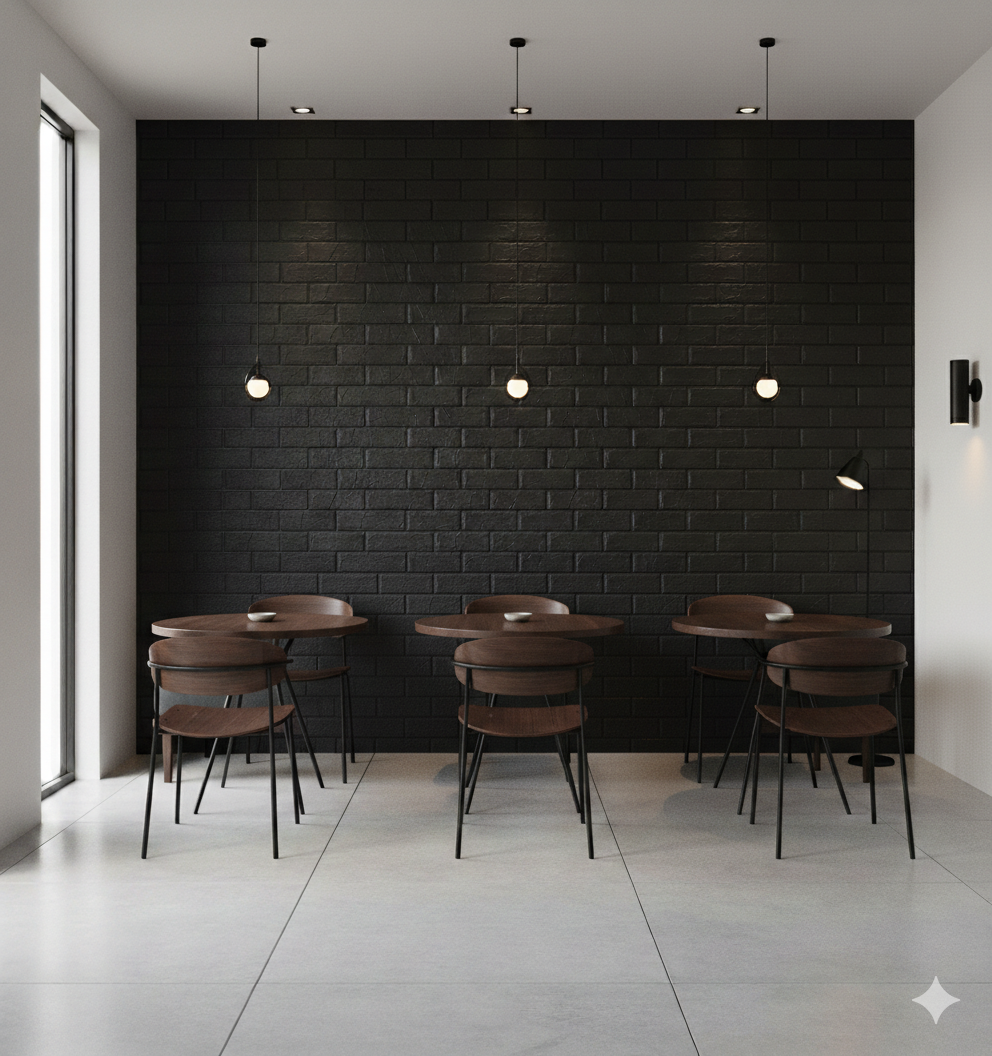 Panel Adhesivo 3D Ladrillo Negro