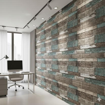 Panel adhesivo 3D Madera Turqueza