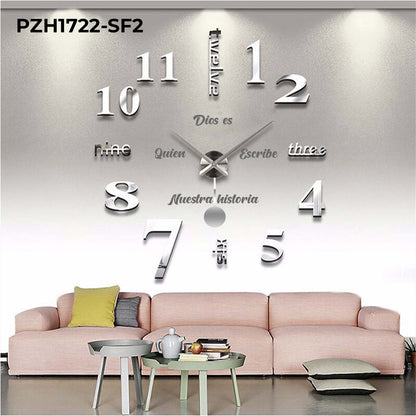RELOJ PARED+FRASE HISTORIA