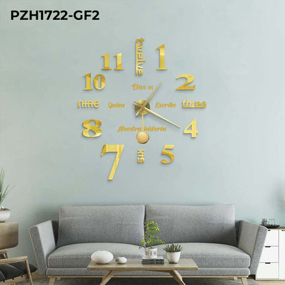 RELOJ PARED+FRASE HISTORIA