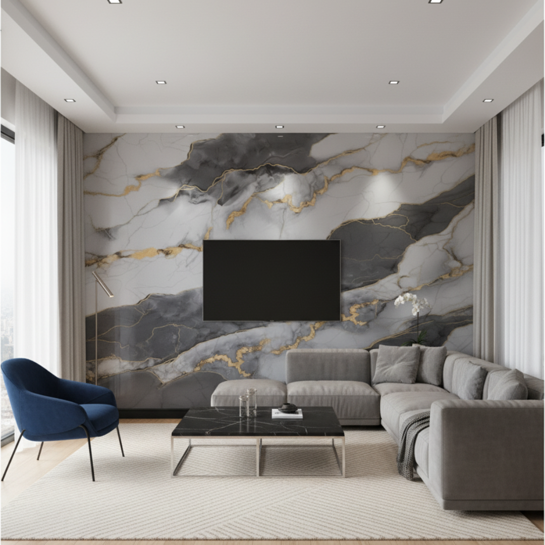 Rollo de mármol adhesivo Travertino dorada