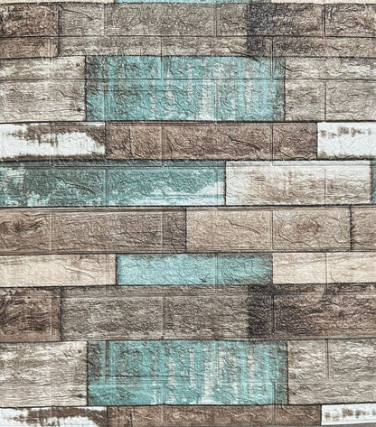 Panel adhesivo 3D Madera Turqueza